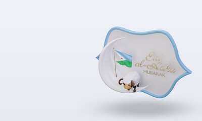 3d eid al adha Djibouti flag rendering right view