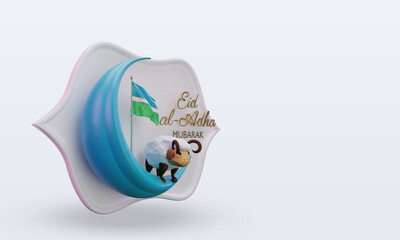 Canvas Print - 3d eid al adha Uzbekistan flag rendering left view