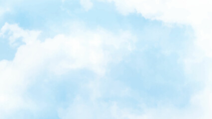 Wall Mural - soft clouds in blue sky for background with watercolor techniques. blue watercolor background for te