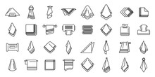 Handkerchief icons set outline vector. Folded napkin