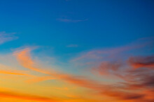 Amazing Colorful Orange Red And Yellow Sunset Sky Panorama.