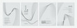 © FourLeafLover - Set of stylish monochrome covers, templates, backgrounds, placards, brochures, banners, flyers, magazines. Striped beige posters, cards etc. Creative minimalistic design - abstract wavy lines