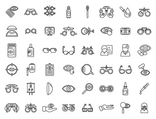 Wall Mural - Optometry icons set outline vector. Medical eye