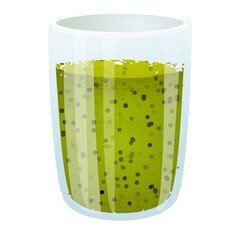 Sticker - Matcha tea glass icon cartoon vector. Green powder