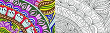 Decorative Henna Mehndi Style Coloring Book Page Illustration For Adults Art Drawing Relaxing 