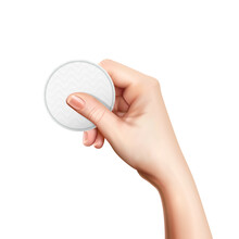 Realistic Cosmetic Cotton Pads Hand Composition