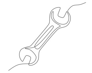 one line drawing of isolated vector object adjustable spanner