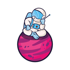 Wall Mural - astronaut in planet