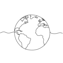 	
Earth globe one line drawing of world map vector illustration minimalist design of minimalism isolated on white background