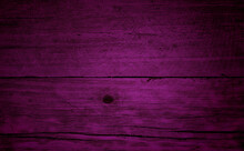 Purple Old Wood Texture Background. Close Up Violet Wooden Table Showing Rough Wood Grain And Wood Pith. Old Plank Lumber Wood. Colorful Wooden Background Grunge.