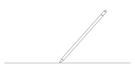 Aufkleber - One continuous line drawing of pen writing thin stroke. Pencil symbol of study and education concept in simple linear style. Doodle vector illustration