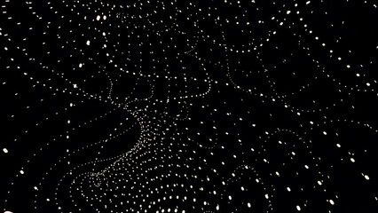 Wall Mural - curved energy flows from points. design. point lines move in cosmic stream on black background. math