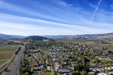 Aerial View Of Yountville, California, One Of The Many Small Towns In Napa Valley Known For Its Restaurants And Wine