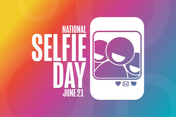 national selfie day. june 21. holiday concept. template for background, banner, card, poster with te
