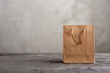 Blank Paper Carrier Bag With Handles For Shopping - Disposable Bag, Recycling Concept