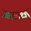 Ugly Christmas sweaters on the rope