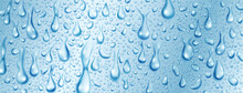 Background Of Big And Small Realistic Water Drops In Light Blue Colors