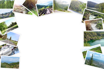 Wall Mural - Set of travel photos on white background with space for text