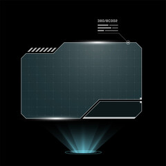 HUD digital futuristic user interface horizontal frame. Sci Fi high tech screen. Game menu touching monitoring hologram dashboard panel. Cyberspace head-up display technology information abstract sign