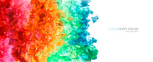 Rainbow Of Acrylic Ink In Water. Color Explosion. Paint Texture. Abstract Colorful Background