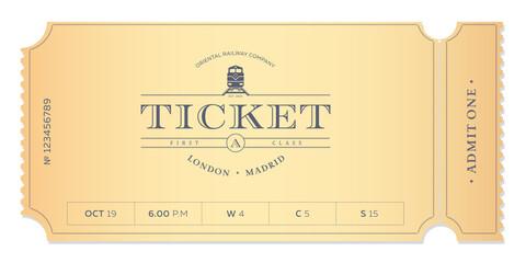 Train vintage ticket template on light background. For excursion routes, retro parties and clubs and other projects. Just add your own text. Vector. can be used for printing.