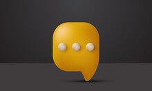 Unique Minimal Yellow 3d Chat Bubbles Icon Isolated On Background.Trendy And Modern Vector In 3d Style.