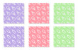 © Monique - Seamless pattern pastel set featuring ice creams. Vector set with icons and patterns. Purple, pink and green. Summer ice creams.