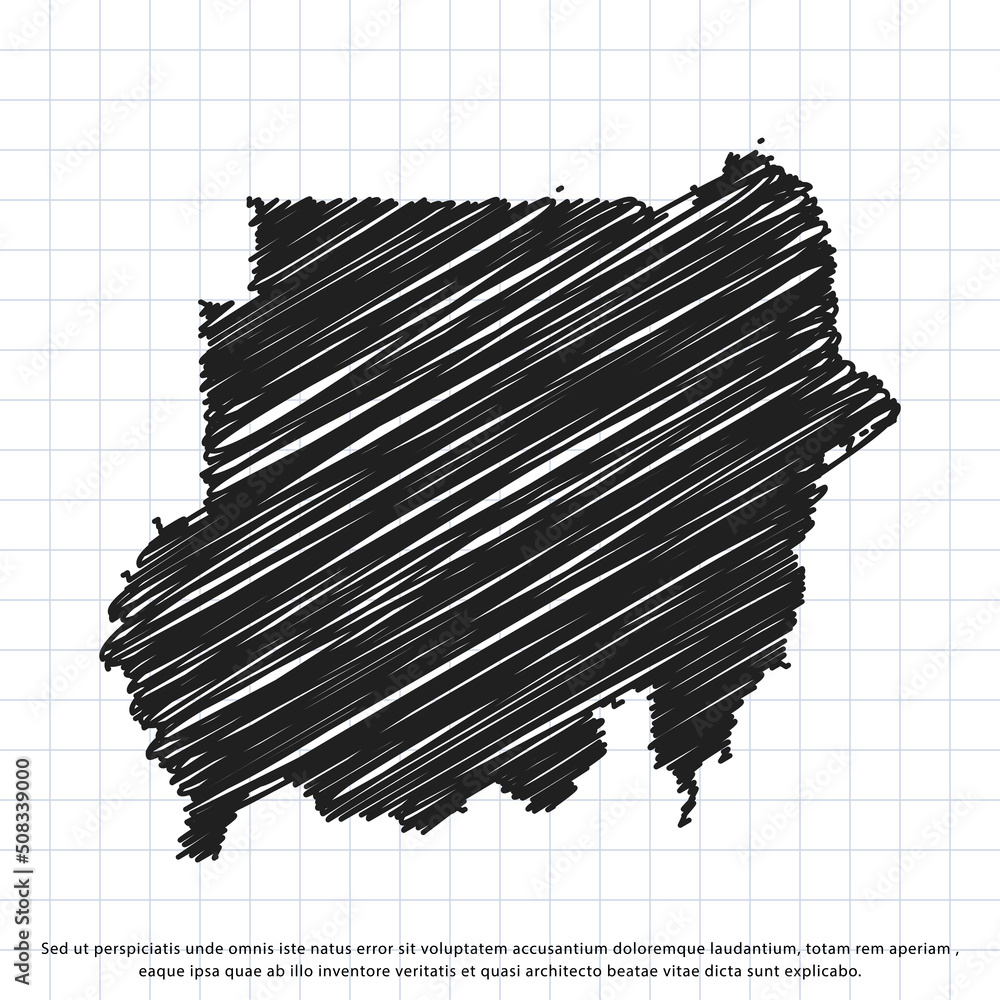 Map of Sudan freehand drawing on a sheet of exercise book. Vector ...