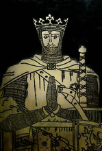 Robert The Bruce, Crowned First King Of Scotland In 1306. Image From Brass Tomb Covering In Dunfermline Abbey