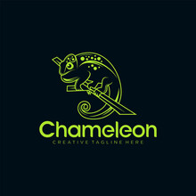 Chameleon Mascot Logo Design Vector Illustration 