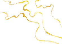 金色のリボンの背景　水彩テクスチャー