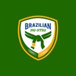 Brazilian jiu jitsu badge emblem belt logo icon vector illustration design, symbol. Mixed Martial arts academy or school of Jiu-Jitsu with brazil themed colors