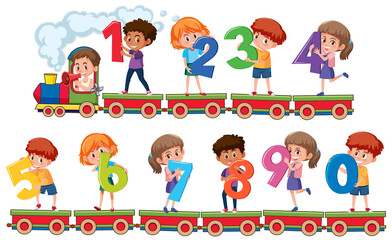 Wall Mural - set of number 0 to 9 for kids