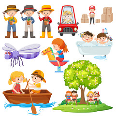 Poster - Set of different cute kids and objects