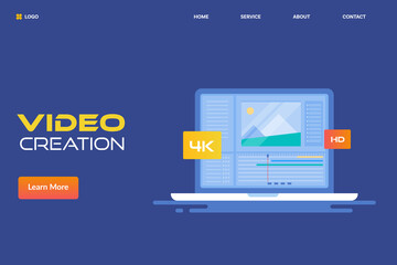 Canvas Print - video product and editing software working on screen, content creation technology service conceptual