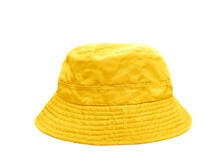 Yellow Bucket Hat Isolated On White Background