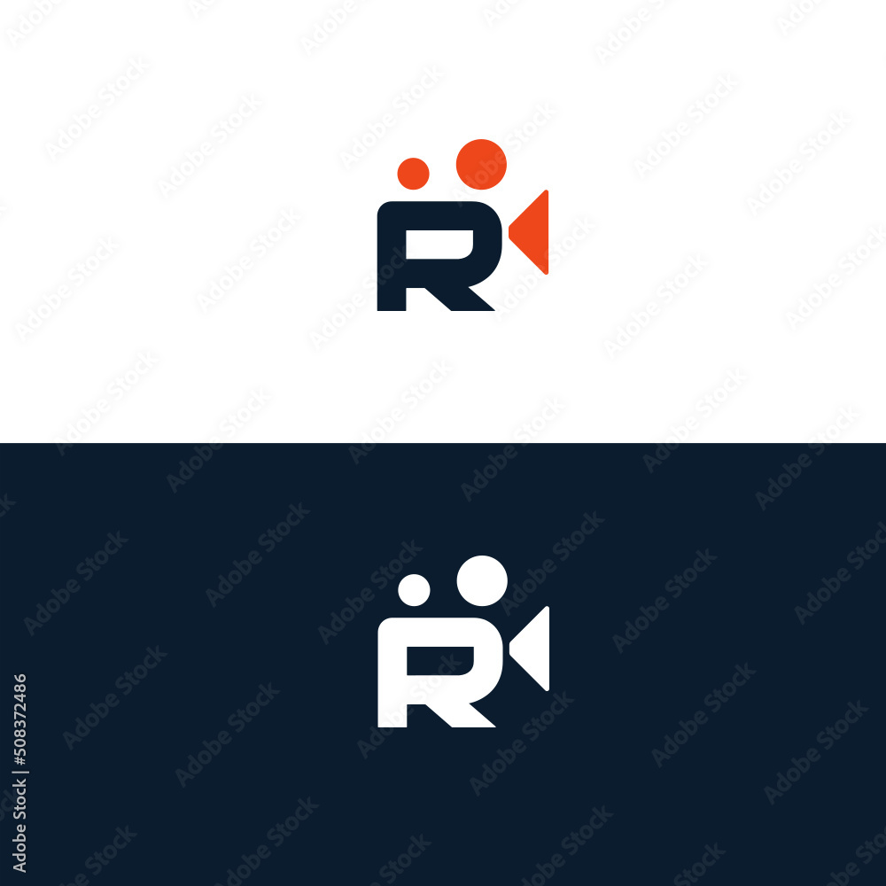 R Letter Movie Camera Logo symbol isolated on white background for ...