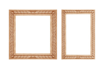 Wall Mural - Vintage wooden frame isolated on white background with clipping path