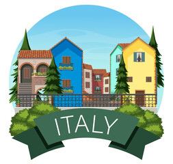 Wall Mural - Italy banner label with house buildings