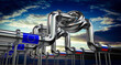 Oil or gas pipeline, flags of European Union and Russia - 3D illustration