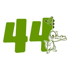 Wall Mural - 44, Number forty four with crocodile cartoon character, Birthday Anniversary