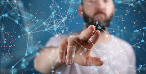 Wall Mural - concept of network, internet communication. 3d illustration