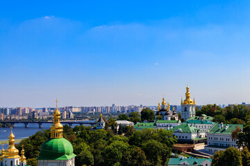 Canvas Print - View of Kiev Pechersk Lavra (Kiev Monastery of the Caves) and the Dnieper river in Ukraine