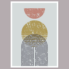Wall Mural - boho art design with arc or arch, geometric organic shapes. modern abstract background. contemporary