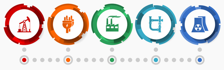 Poster - Industry, technology concept vector icon set, business flat design web buttons, infographic template