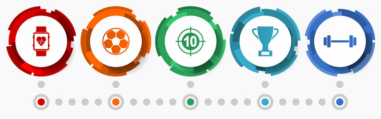 Aufkleber - Sport, active life concept vector icon set, flat design web buttons, infographic template