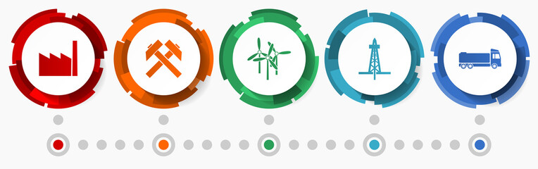 Poster - Industry and technology concept vector icon set, energy flat design web buttons, infographic template