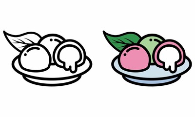 Wall Mural - Illustration Vector Graphic of mochi asian food, food japanese sweet icon