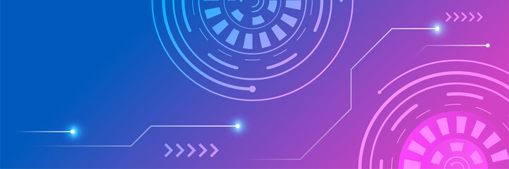 Wide Cyber security internet and networking concept. Hi-tech vector illustration with various technology elements. Abstract global sci fi concept. Digital internet communication on blue background.
