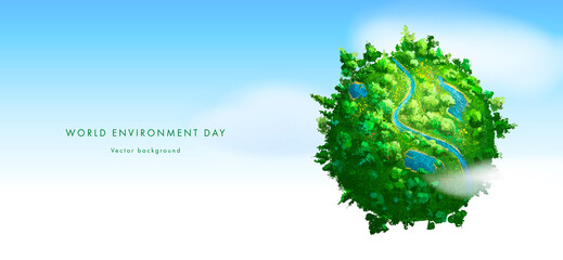 world environment day horizontal background. earth globe with splashes in watercolor style art. conc